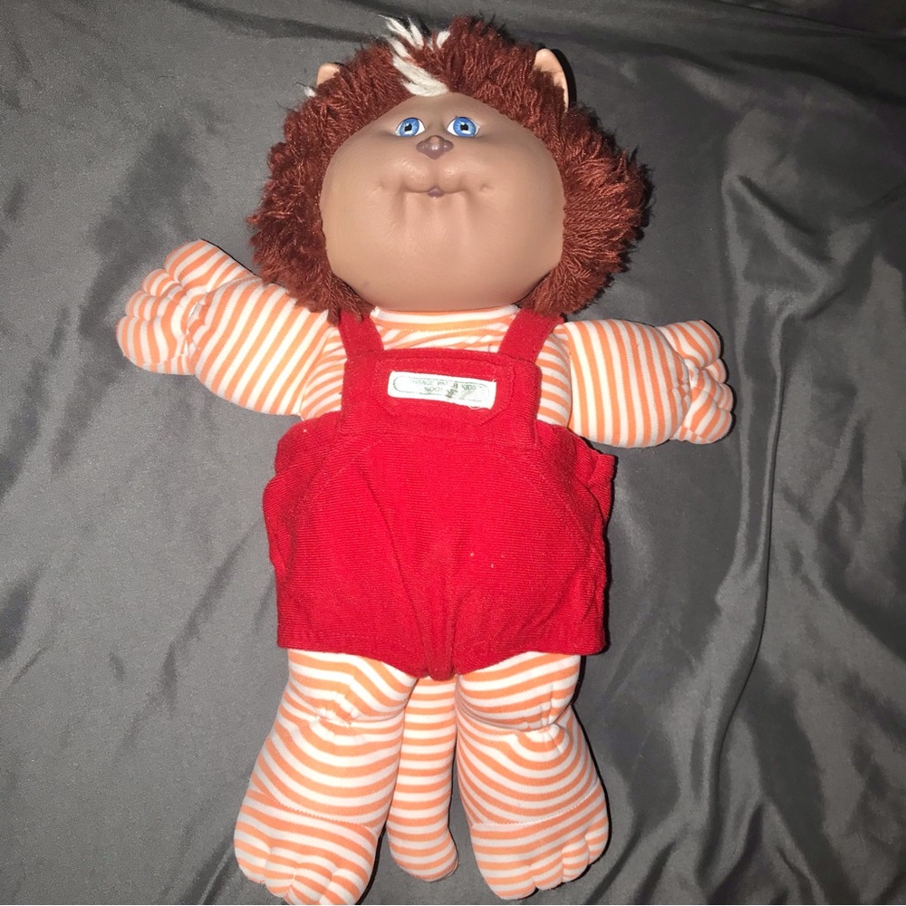 Vintage Cabbage patch kids Koosas Lion/ Cat stripped with red overalls plush